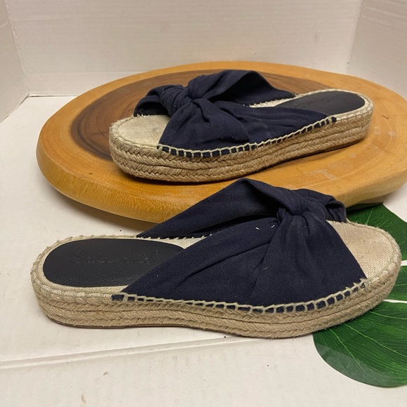Splendid Burlap Platform Espadrille Slides Sandals - Picture 1 of 10